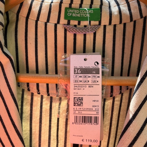 United colours of Benetton striped blazer with tag - Picture 2 of 6
